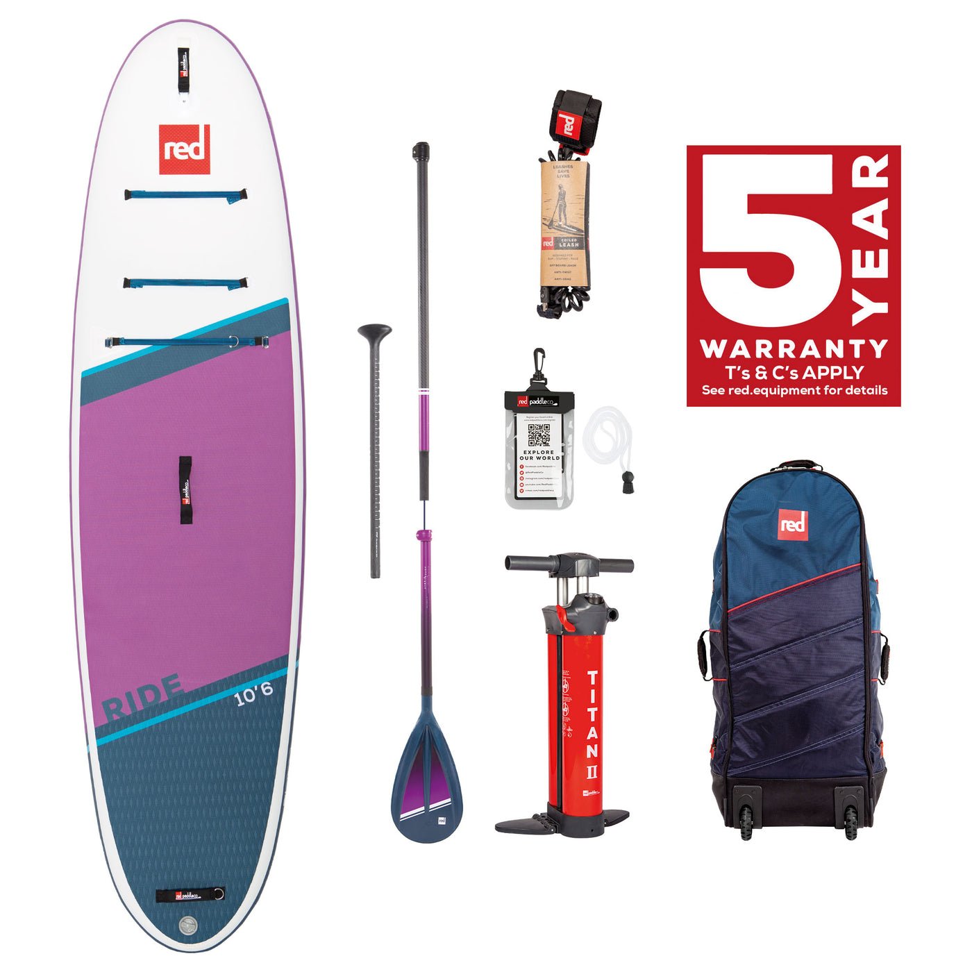 Red Paddle Co 10’6″ Ride Purple MSL iSUP Package