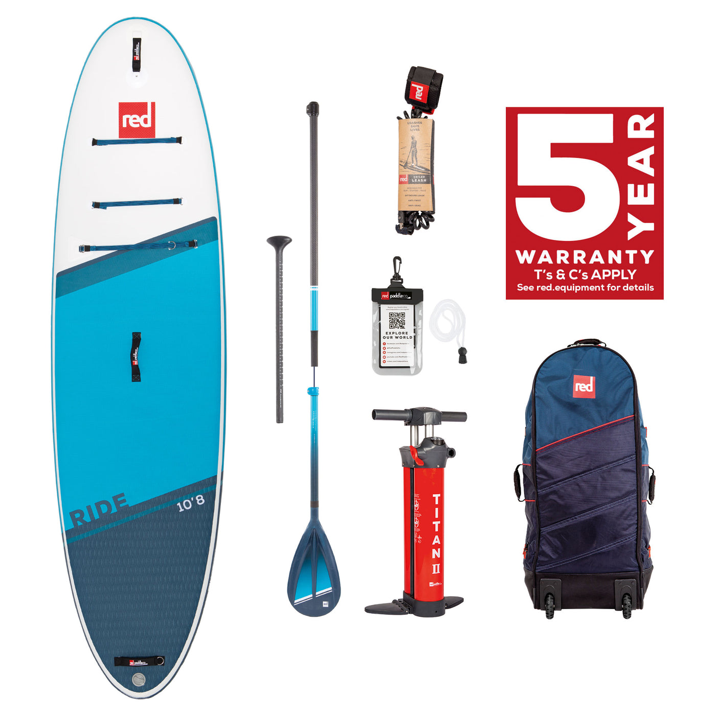 Red Paddle Co 10’8″ Ride MSL Inflatable Paddle Board Package Hybrid Tough
