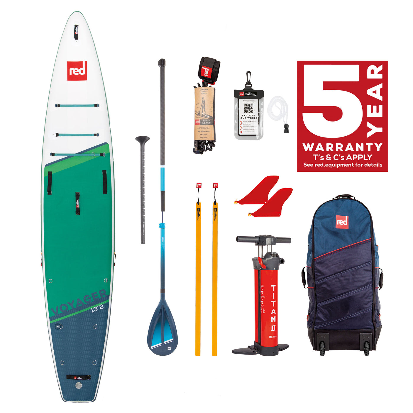 Red Paddle Co 13'2" Voyager plus HT MSL Inflatable Paddle Board Package
